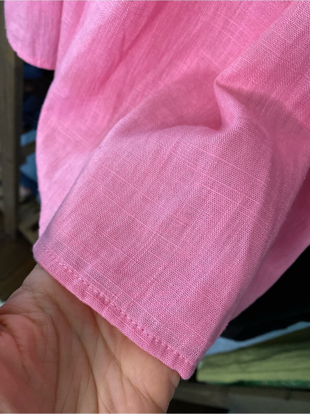 CECE Off-Shoulder Smocked Linen Blend Pink Women's Top! 💗 - Picture 5 of 8